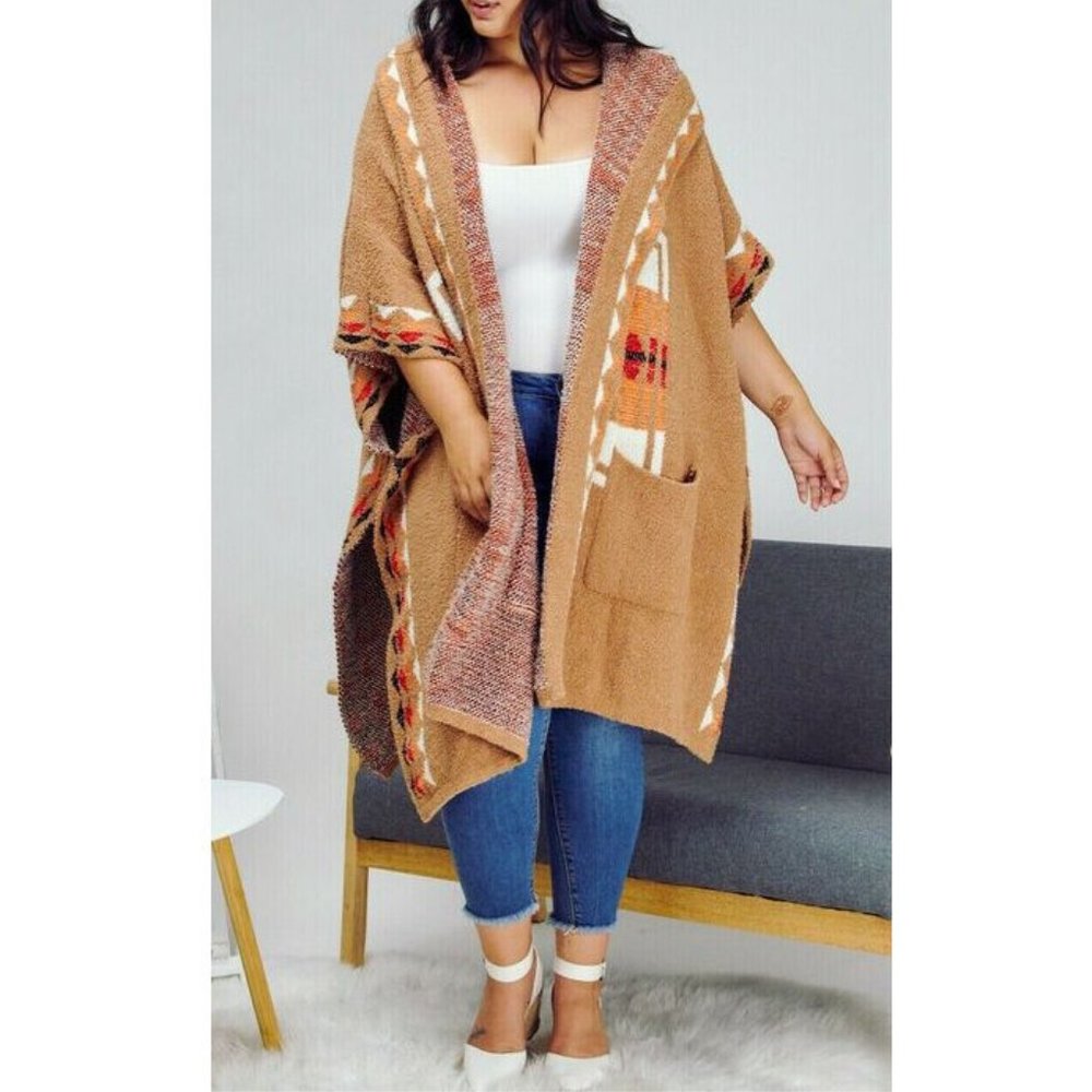 Aztec Yellowstone Hooded Kimono Poncho Sweater - Picture 6 of 6